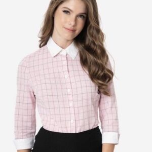 Unique Vintage Birdie windowpane top